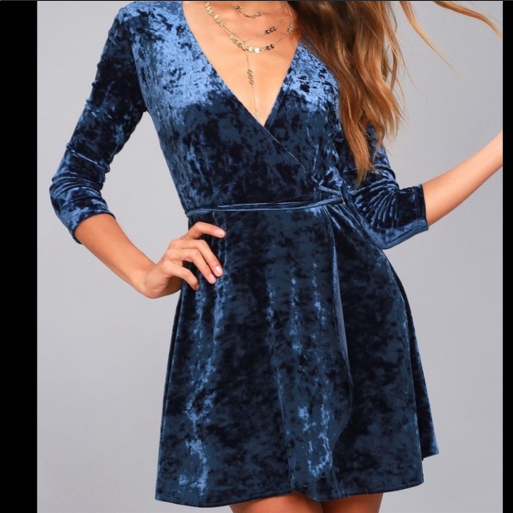💙💙 blue velvet skater wrap dress XS 💙💙